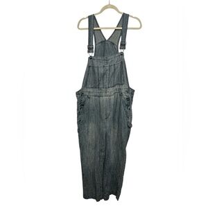 The Territory Ahead Womenโs Blue Linen Blend Bib Overalls Tag 14 Vintage & Rare.